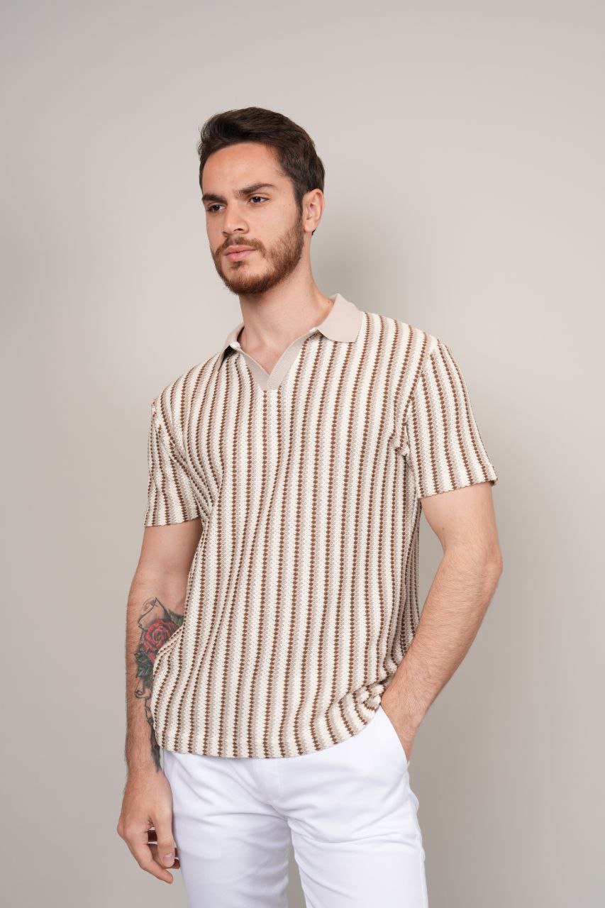 handcrafted tonal striped tshirt - T-Shirts at Flamingo Fits