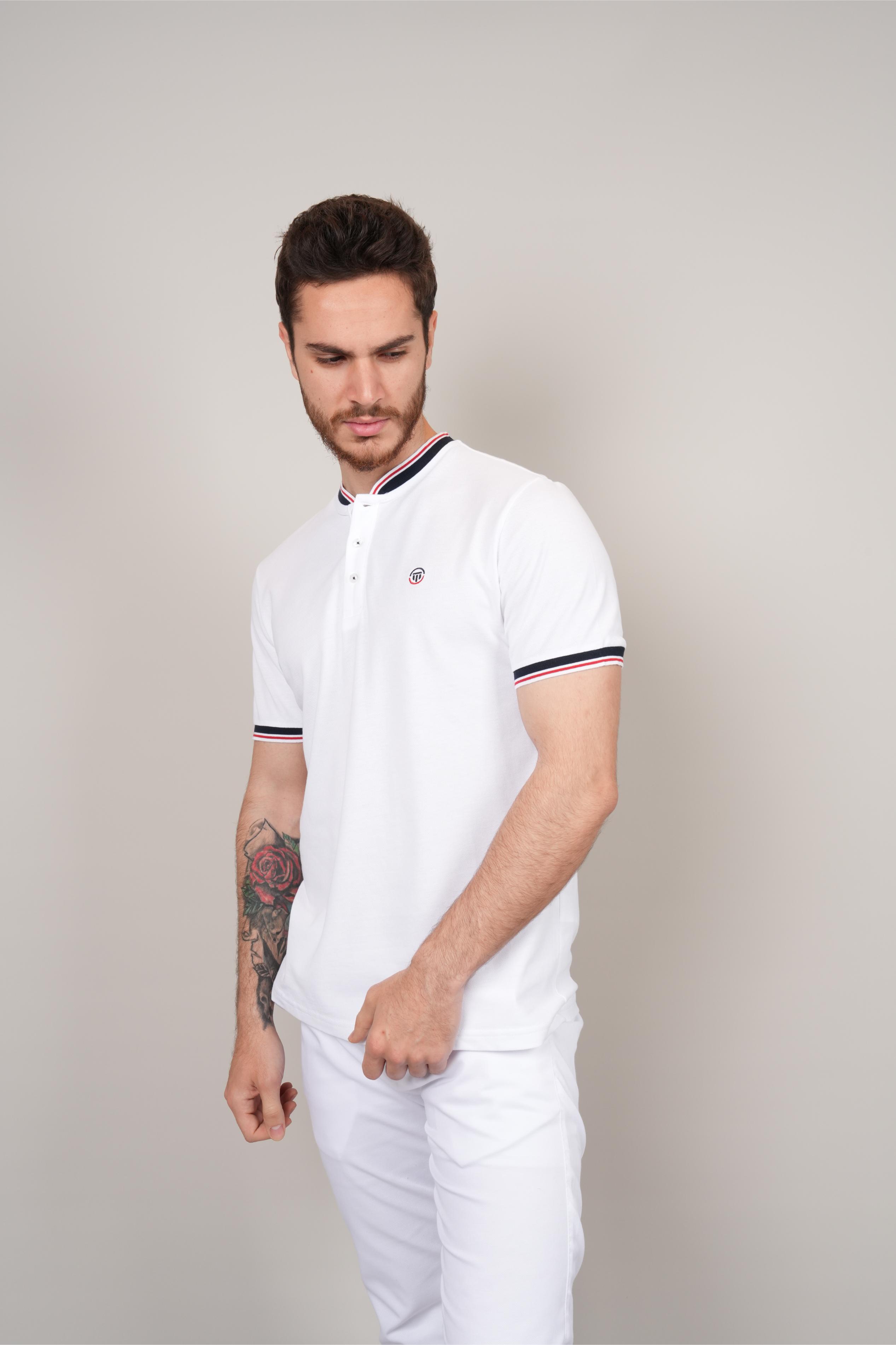 mandarin collar tshirt - T-Shirts at Flamingo Fits