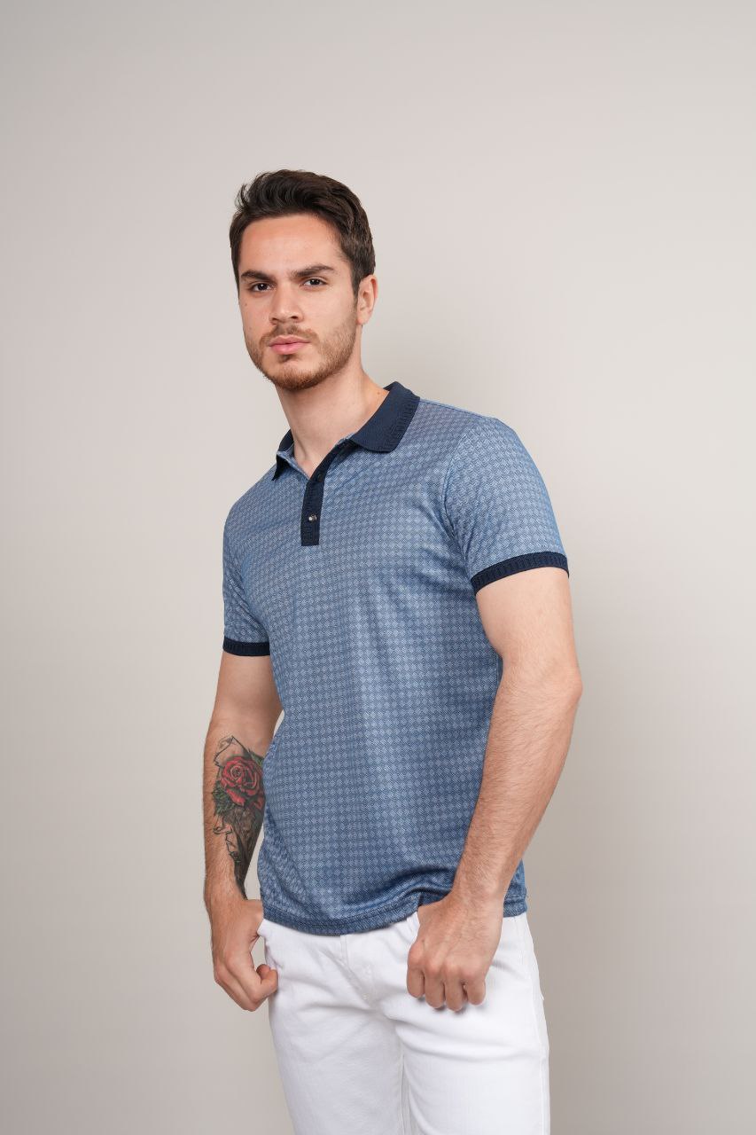 t.m blue navy polo neck tshirt - tshirt at Flamingo Fits