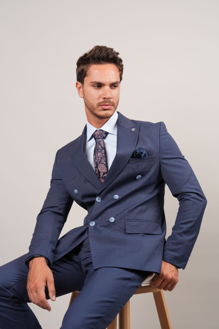 Indigo Double Breasted Suit - suits at Flamingo Fits