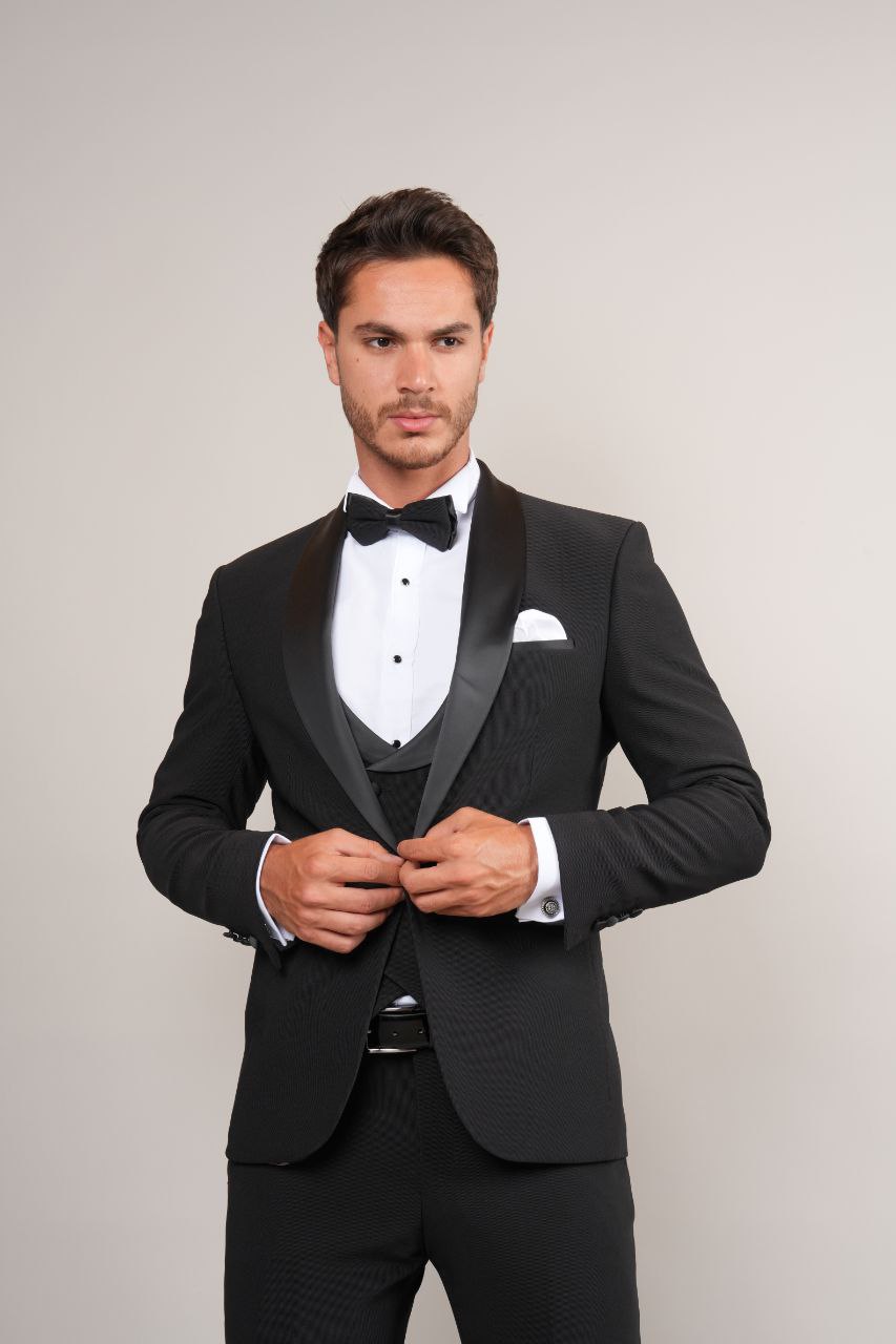 One Buttoned Black Shawl Tuxedo - tuxedos at Flamingo Fits