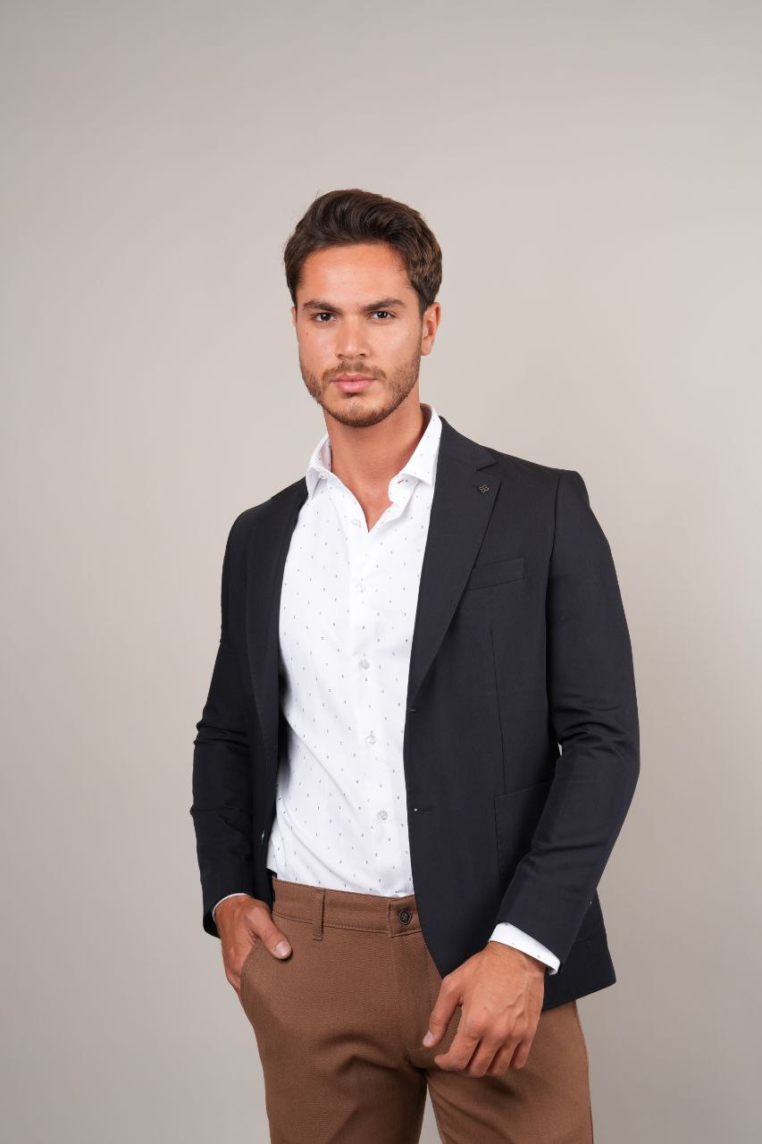 Navy two-buttoned blazer in navy | Flamingo Fits
