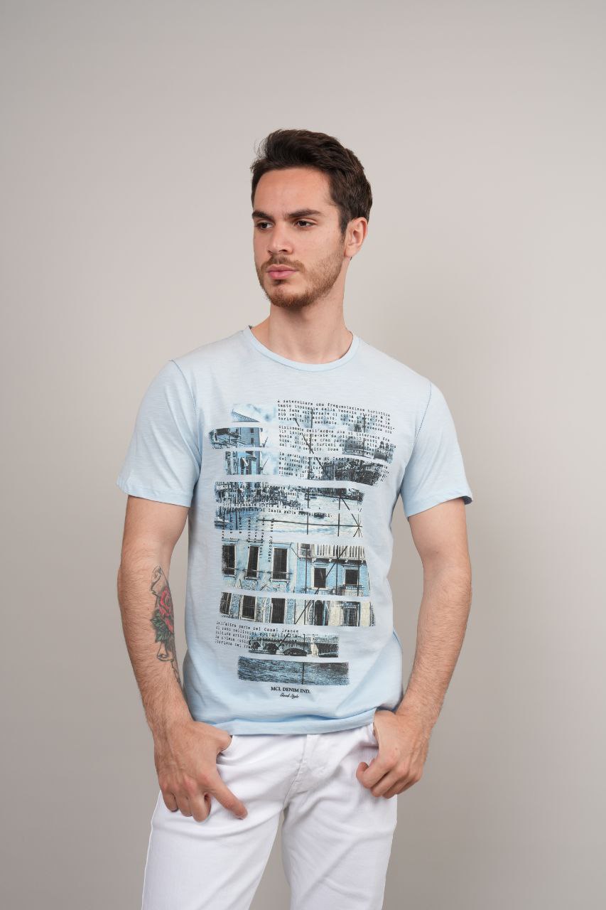 waves blue printed tshirts - tshirt at Flamingo Fits