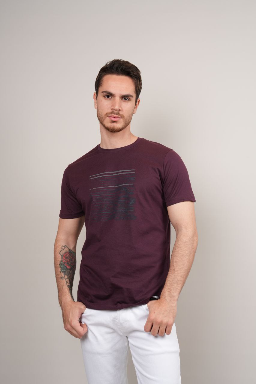 ray burgundy smoke print cotton tshirts