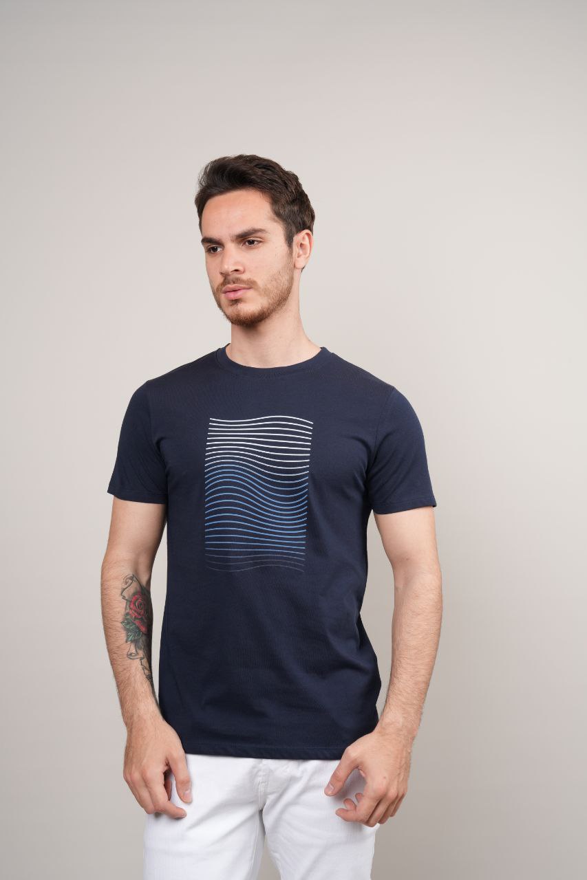 costy waves navy printed tshirts
