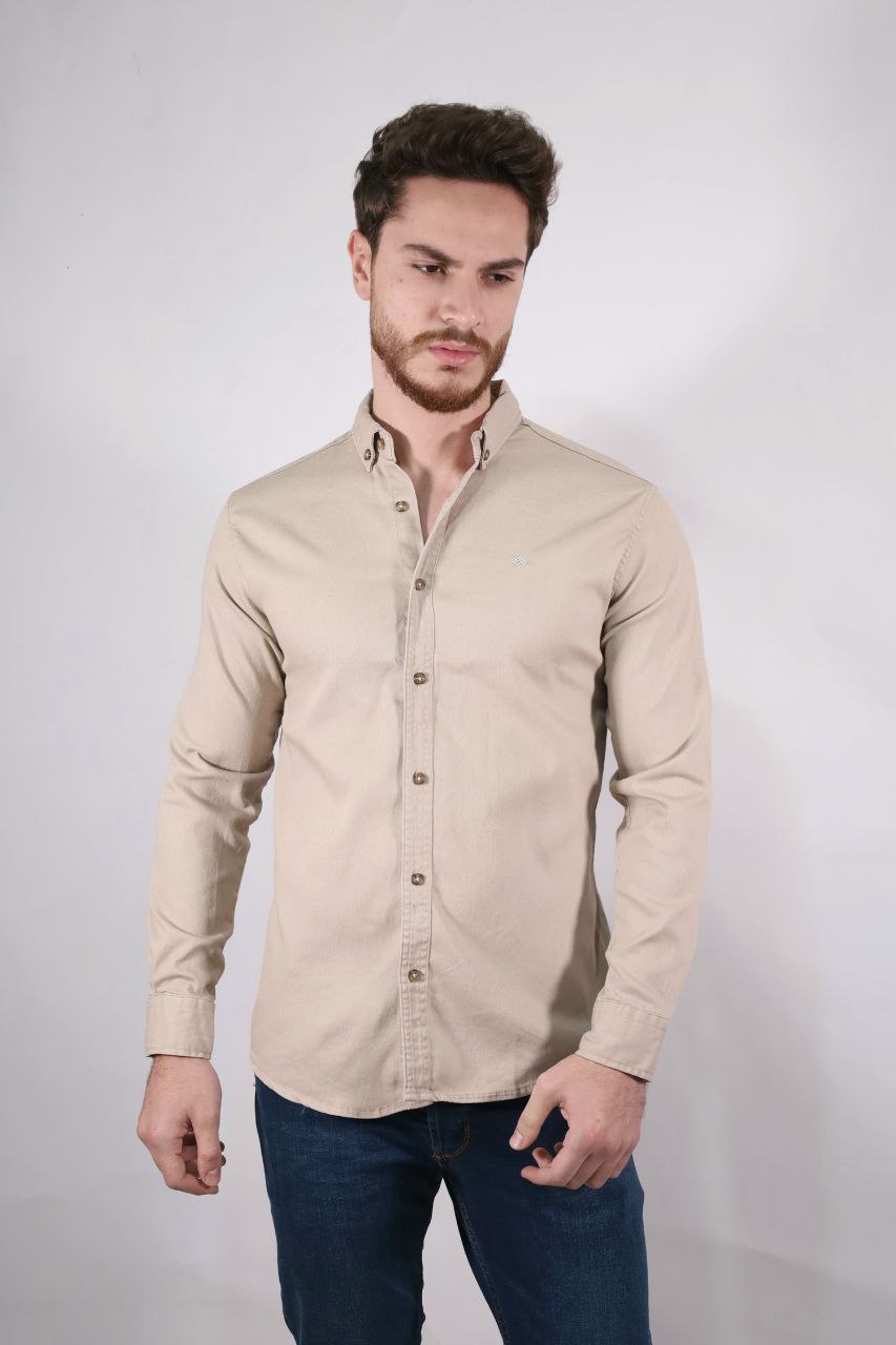 Senzy beige curduroy shirt in beij | Flamingo Fits