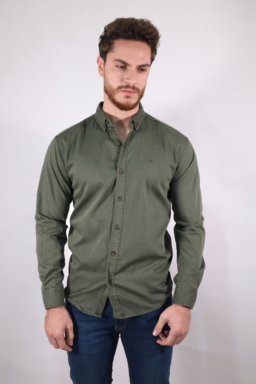 Senzy Olive Curduroy Shirt - Casual Shirts at Flamingo Fits