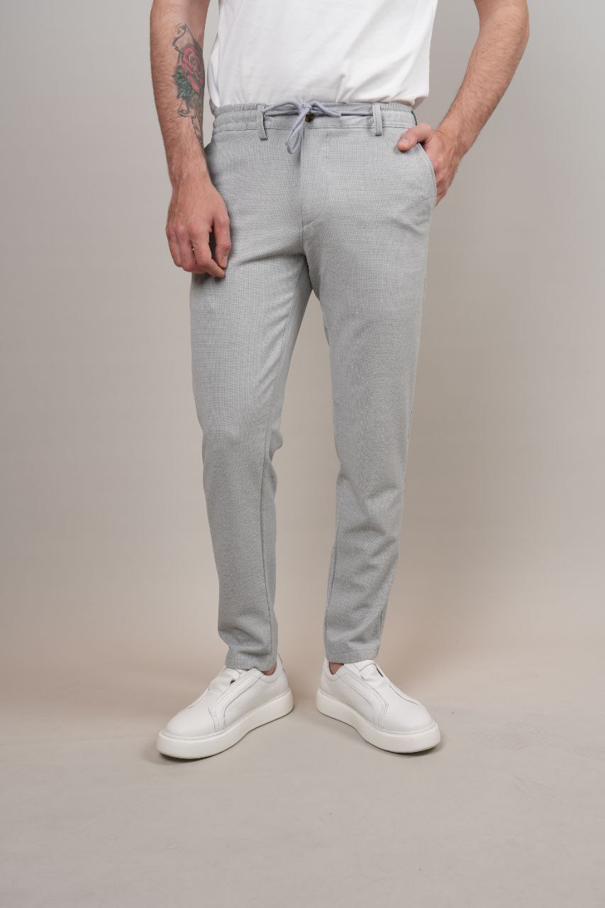 Light grey ray goffre trousers in LIGHT GREY | Flamingo Fits