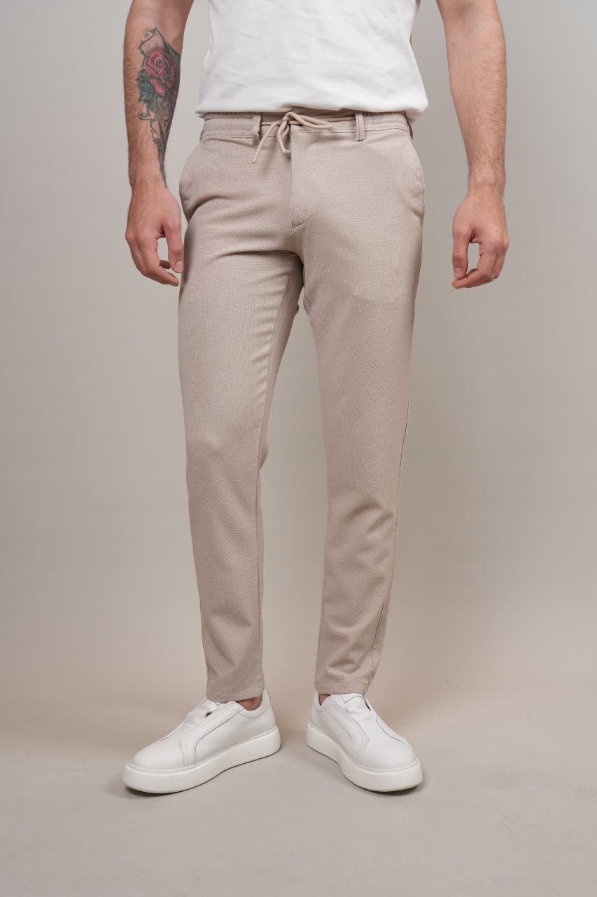 Beige ray goffre trousers in beij | Flamingo Fits