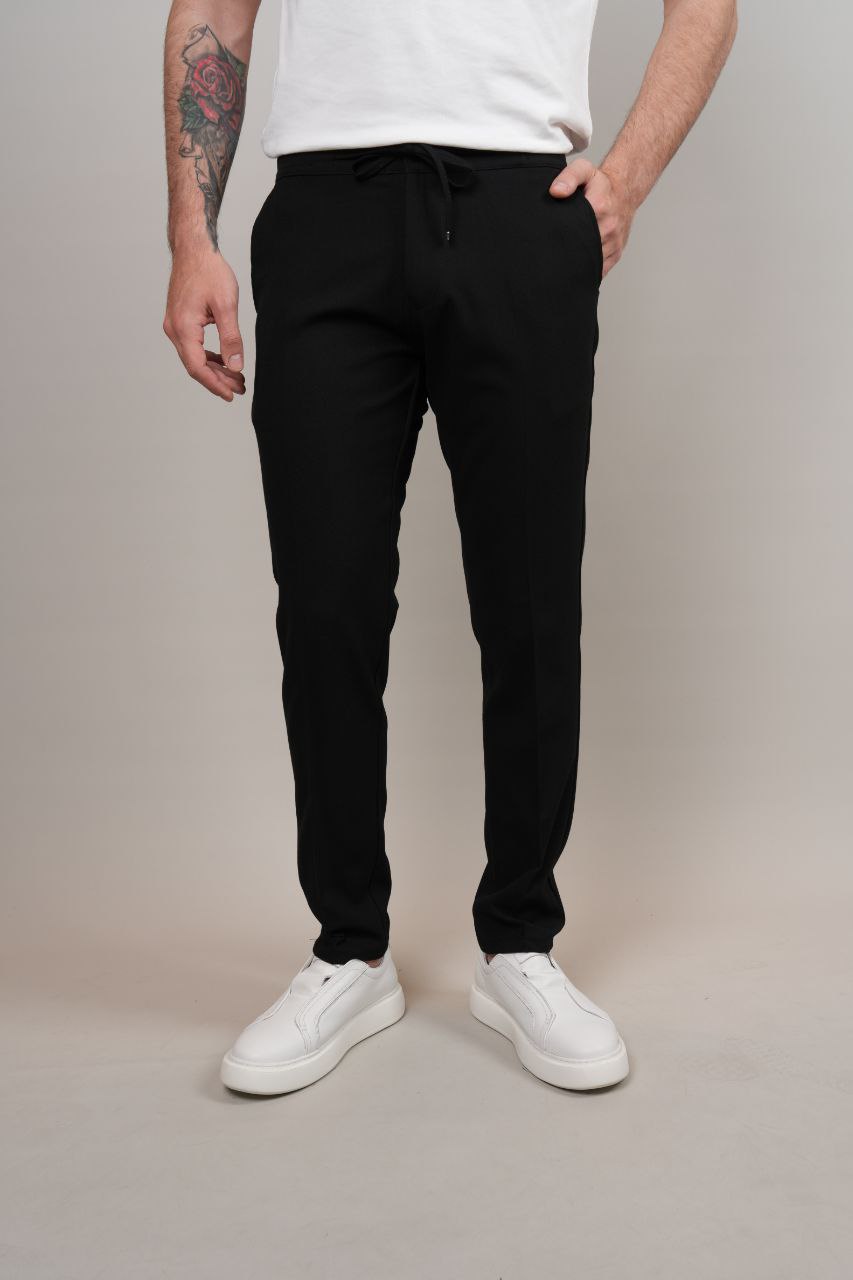 Black ray goffre trousers in black | Flamingo Fits