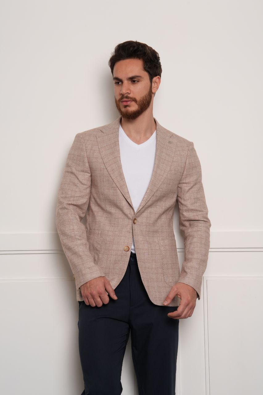 Bege montecarlo textured blazer in beij | Flamingo Fits