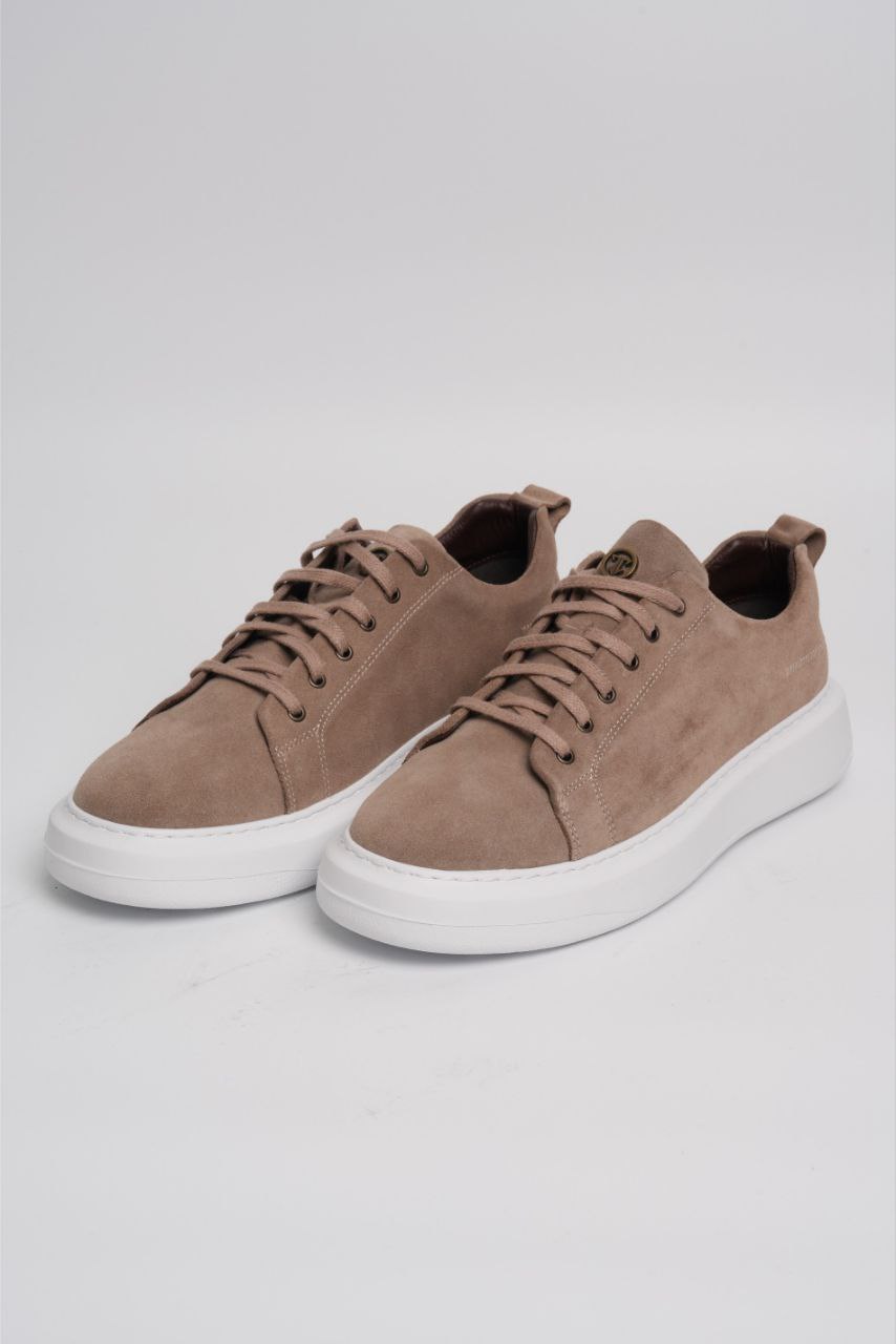 Beige tito big size sued trainers in beij | Flamingo Fits