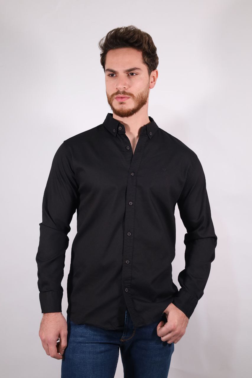 Senzy big size black curduroy shirt in black | Flamingo Fits
