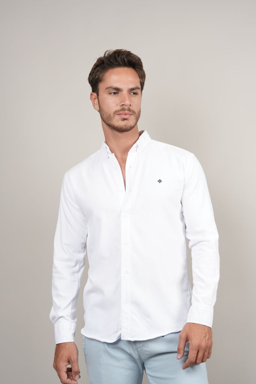 Senzy big size white curduroy shirt in white | Flamingo Fits