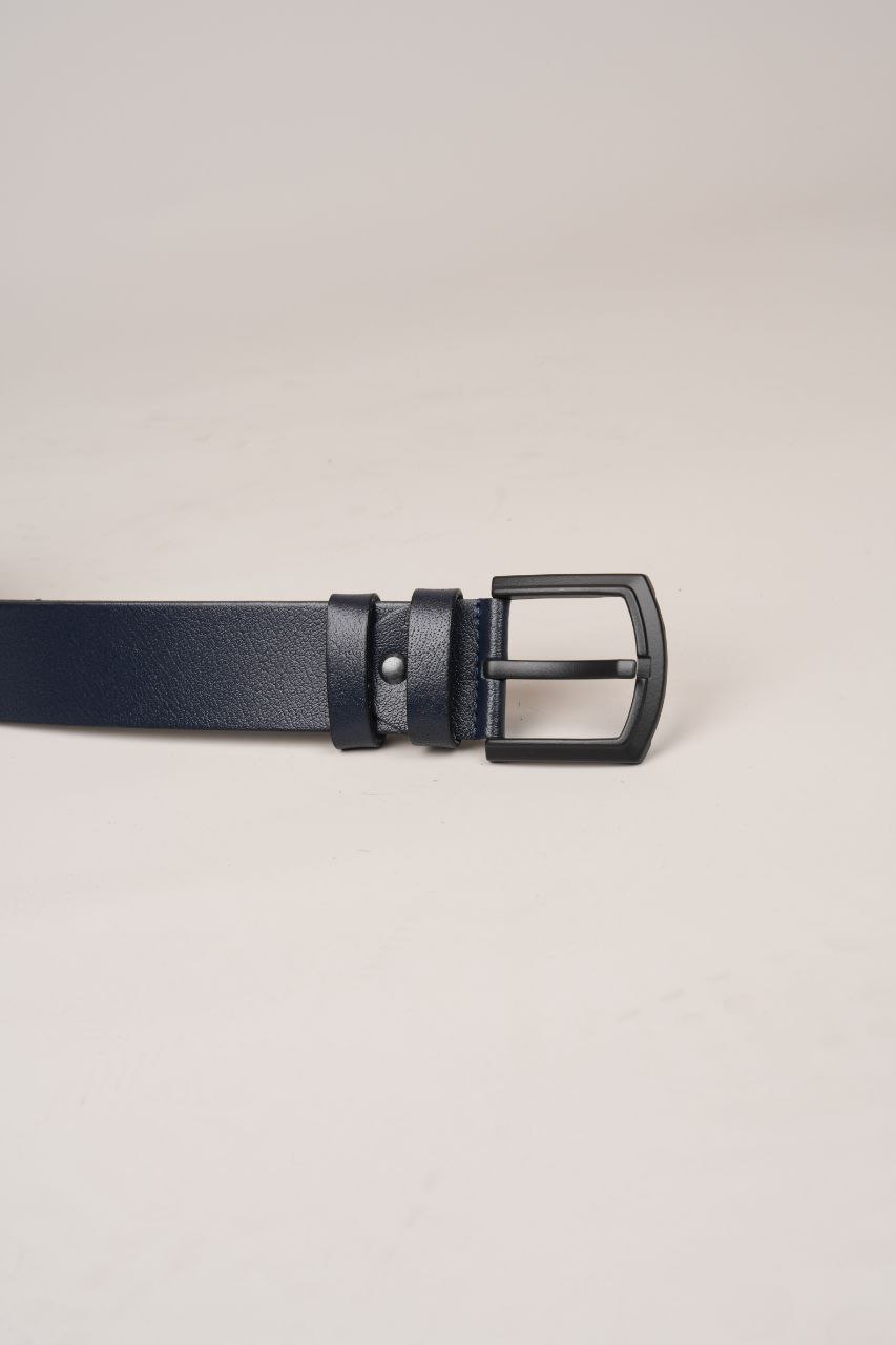 Navy 3.5 classic leather belt in navy | Flamingo Fits