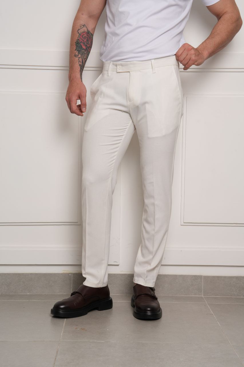 White rena formal chino pants in white | Flamingo Fits