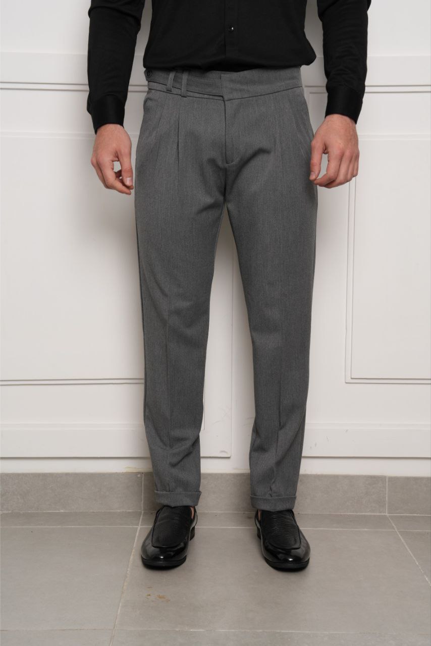 grey rena high-waist casual pant - pants at Flamingo Fits