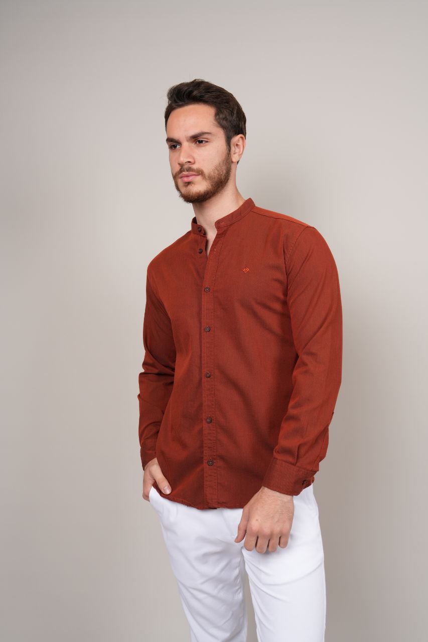 Senzy brick mandarine shirt in brique | Flamingo Fits
