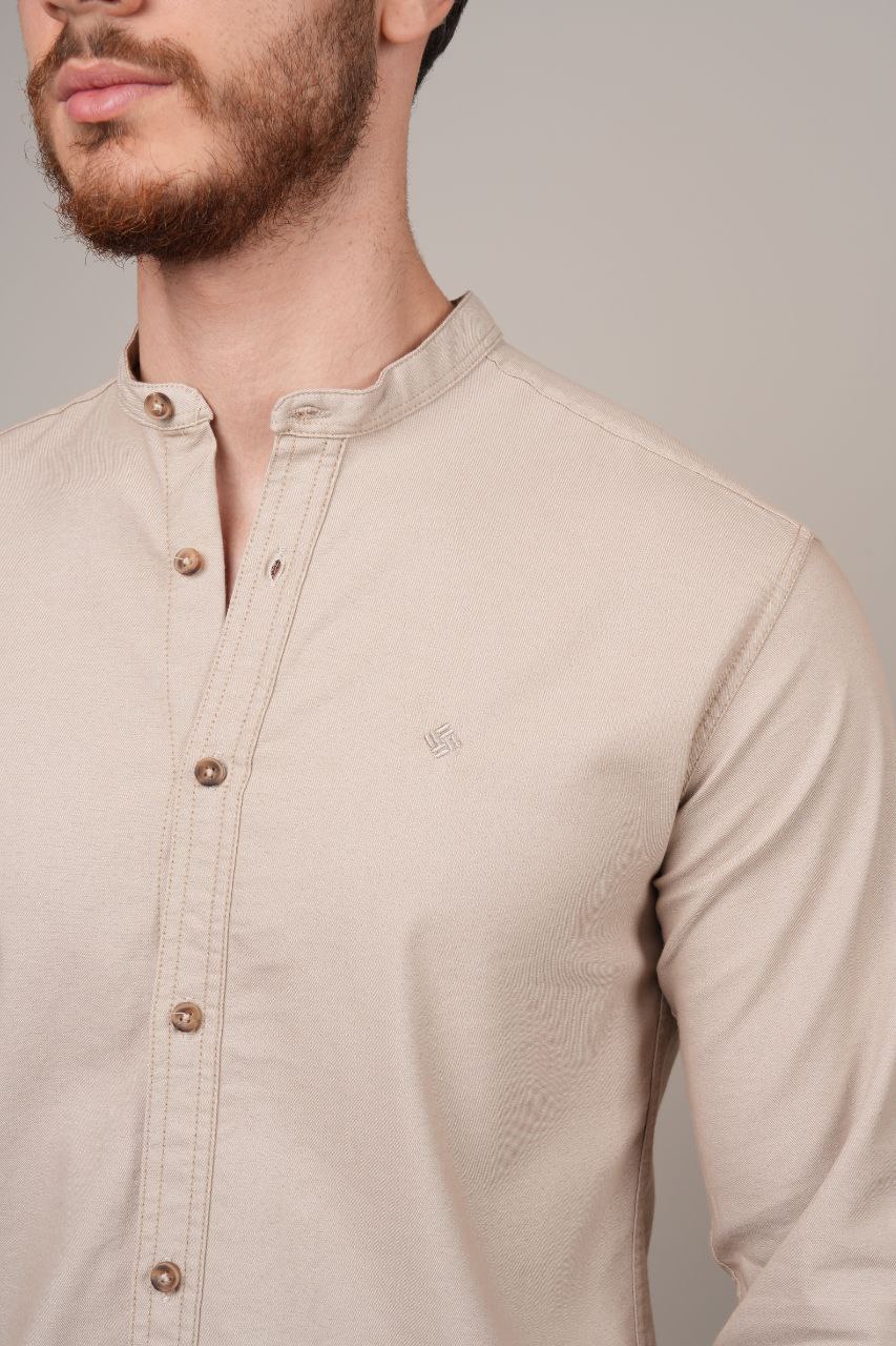 Senzy beige mandarine shirt in beij | Flamingo Fits