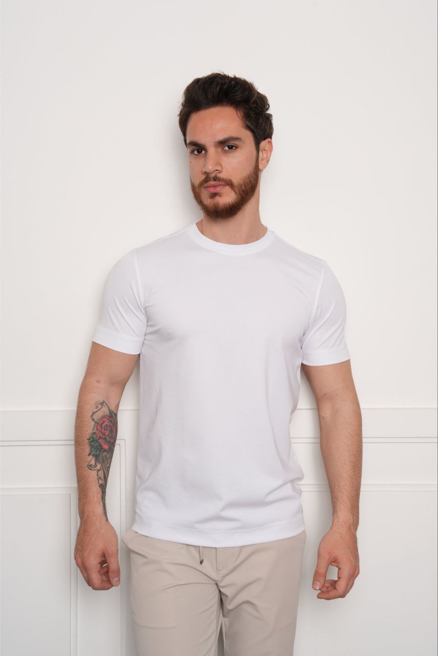 WHITE BIG SIZE ROUND NECK BASIC TSHIRT
