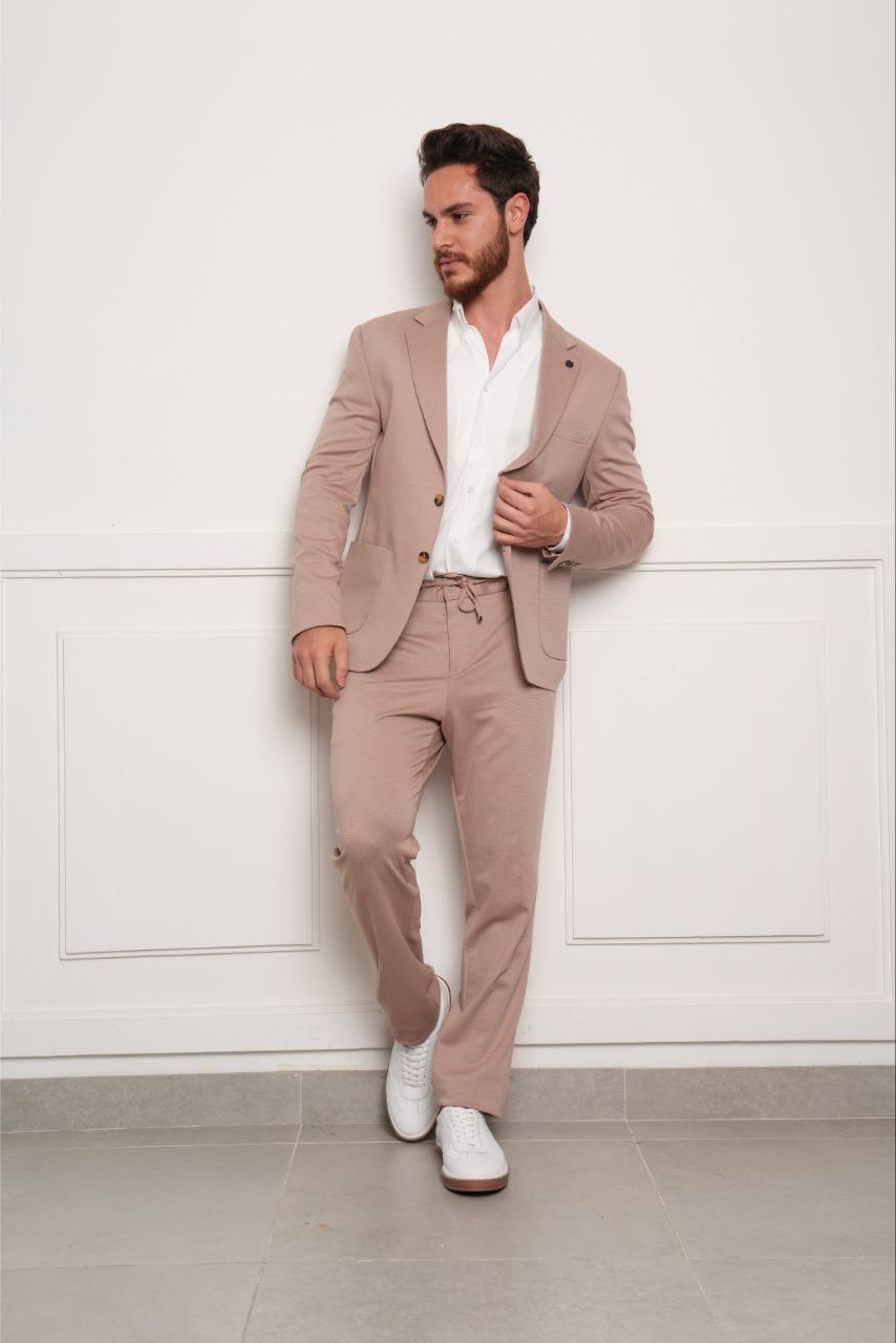 Nude Pink Vintage Two-Pieces Lycra Suit