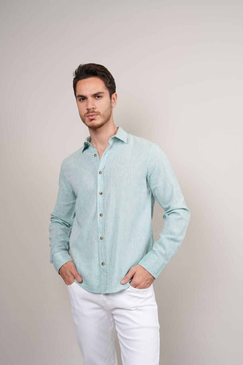 Mint aqua plain linen shirt in mint aqua | Flamingo Fits