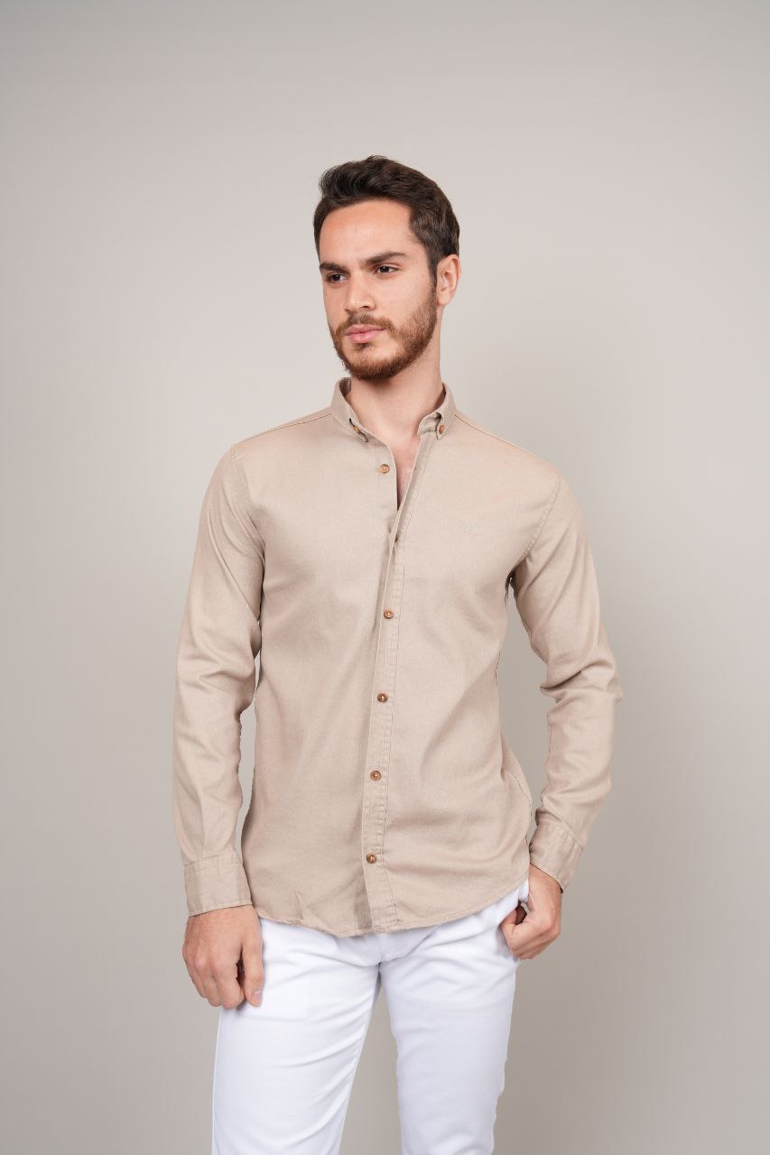 SENZY BIG SIZE BEIGE CURDUROY SHIRT