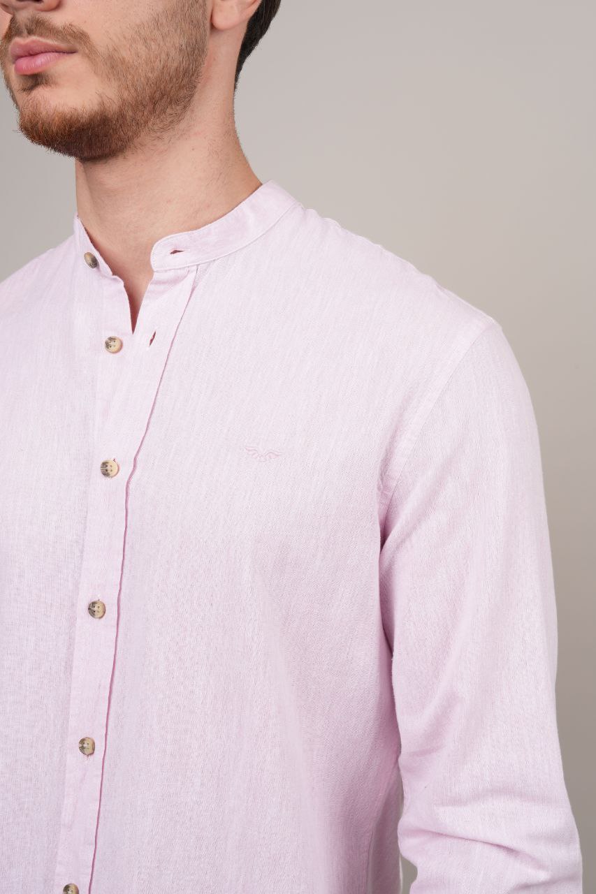 pink mandarin linen SHIRT