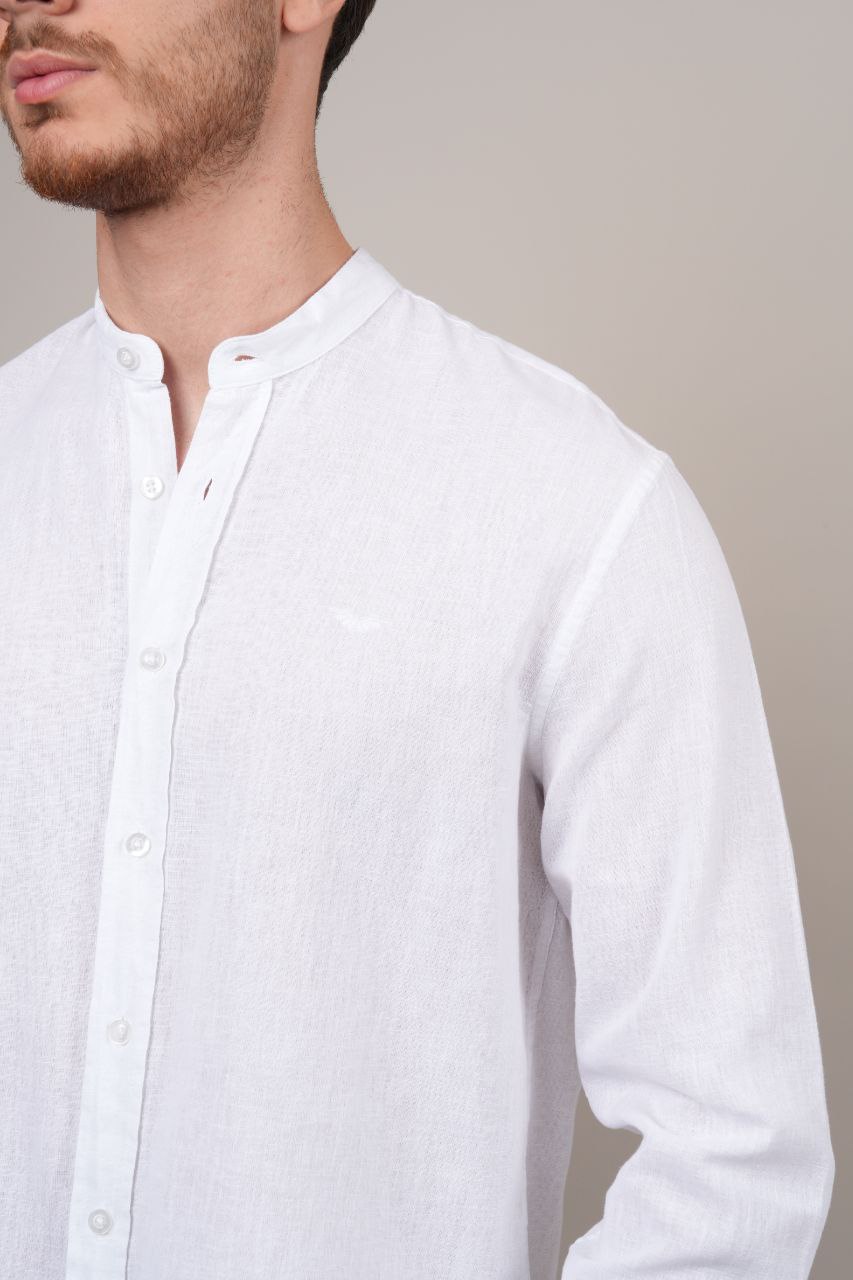 white mandarin linen SHIRT