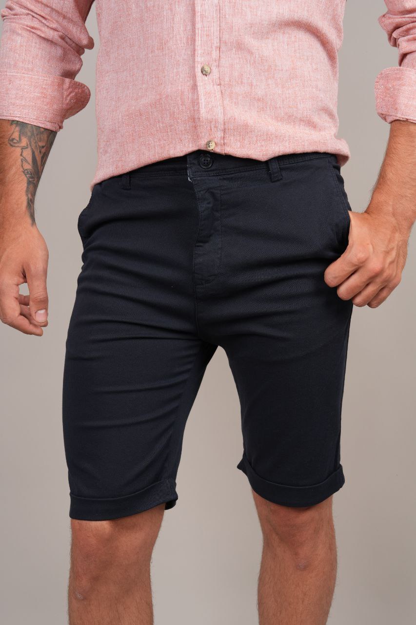 Navy strech chino short in navy | Flamingo Fits