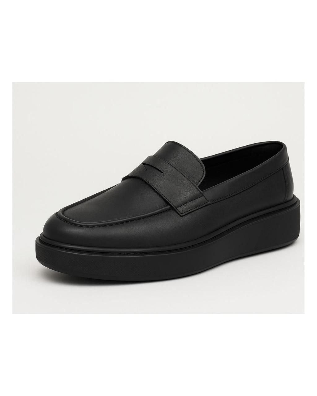 FULL BLACK  HIGH SOLE LEATHER LOAFER - casual shoes at Flamingo Fits