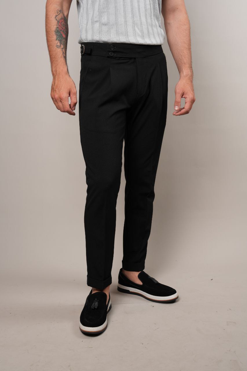 BLACK MID RISE FORMAL TROUSER