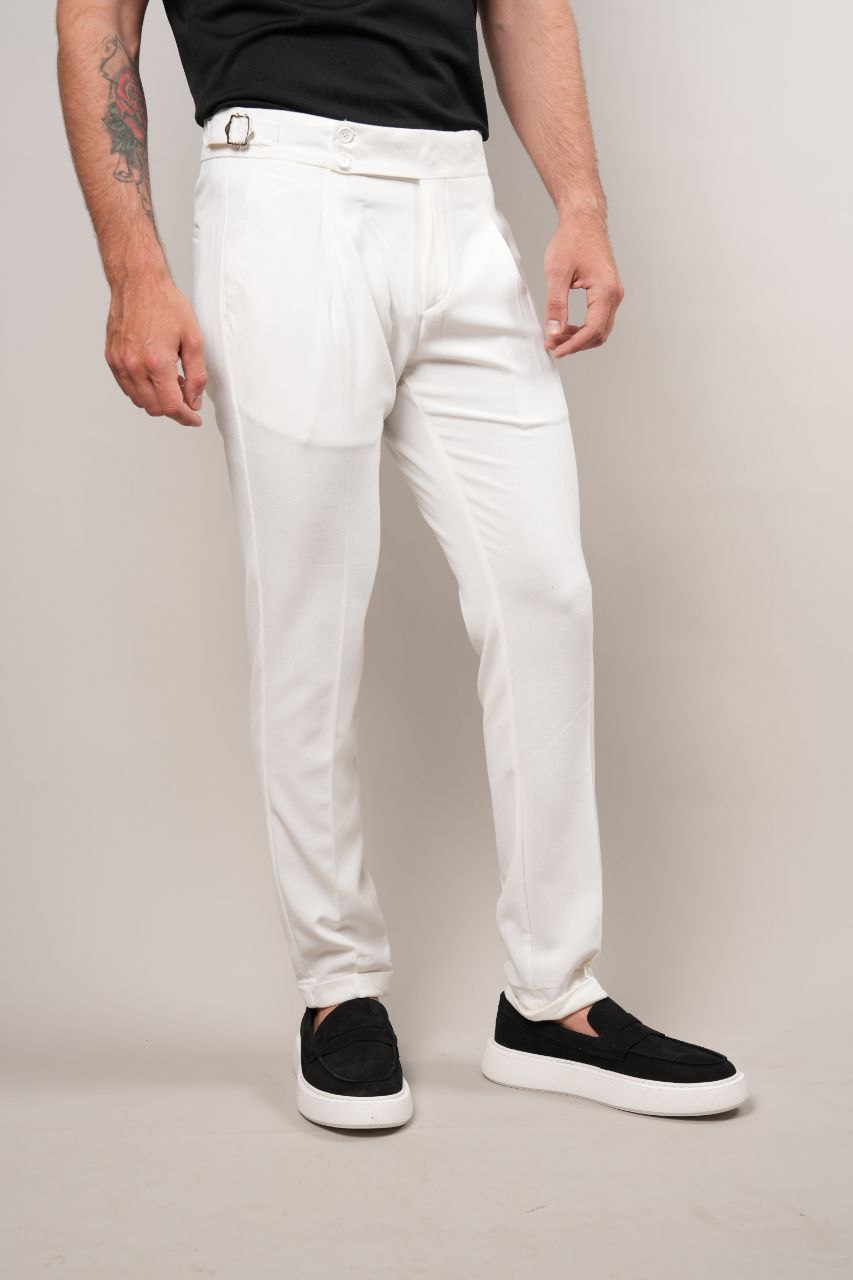 WHITE MID RISE FORMAL TROUSER