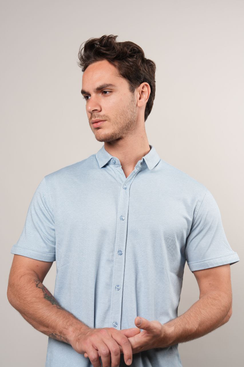 BLUE BREATHABLE TRAVEL SHORT SLEEVE SHIRT