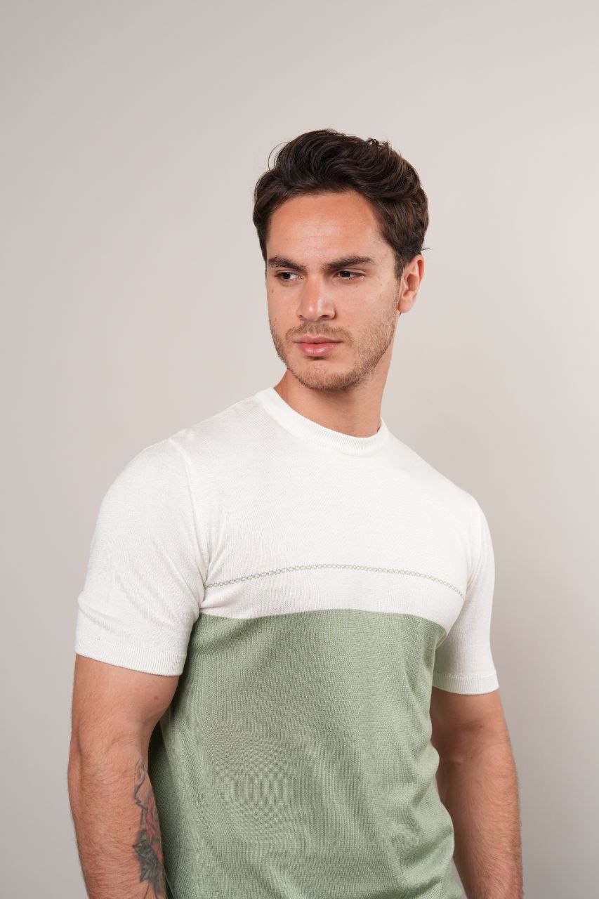 Mint aqua half way knit round neck tshirt in mint aqua | Flamingo Fits