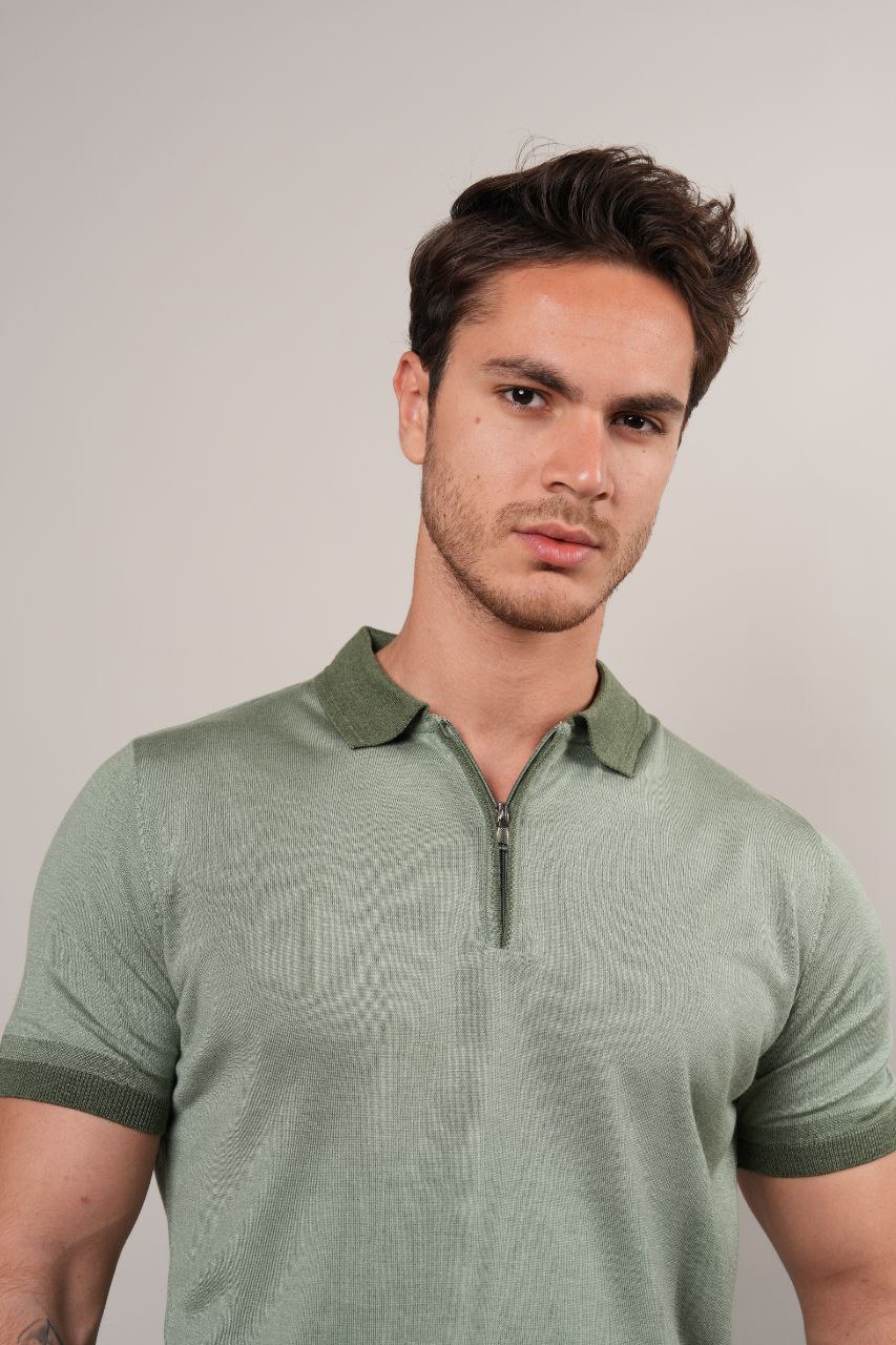 Mint aqua casual two-tone polo neck in mint aqua | Flamingo Fits