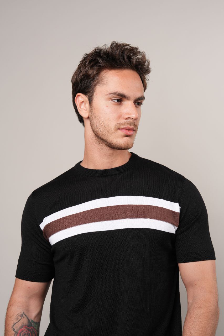 Black tiburt fine knit tshirt in black | Flamingo Fits