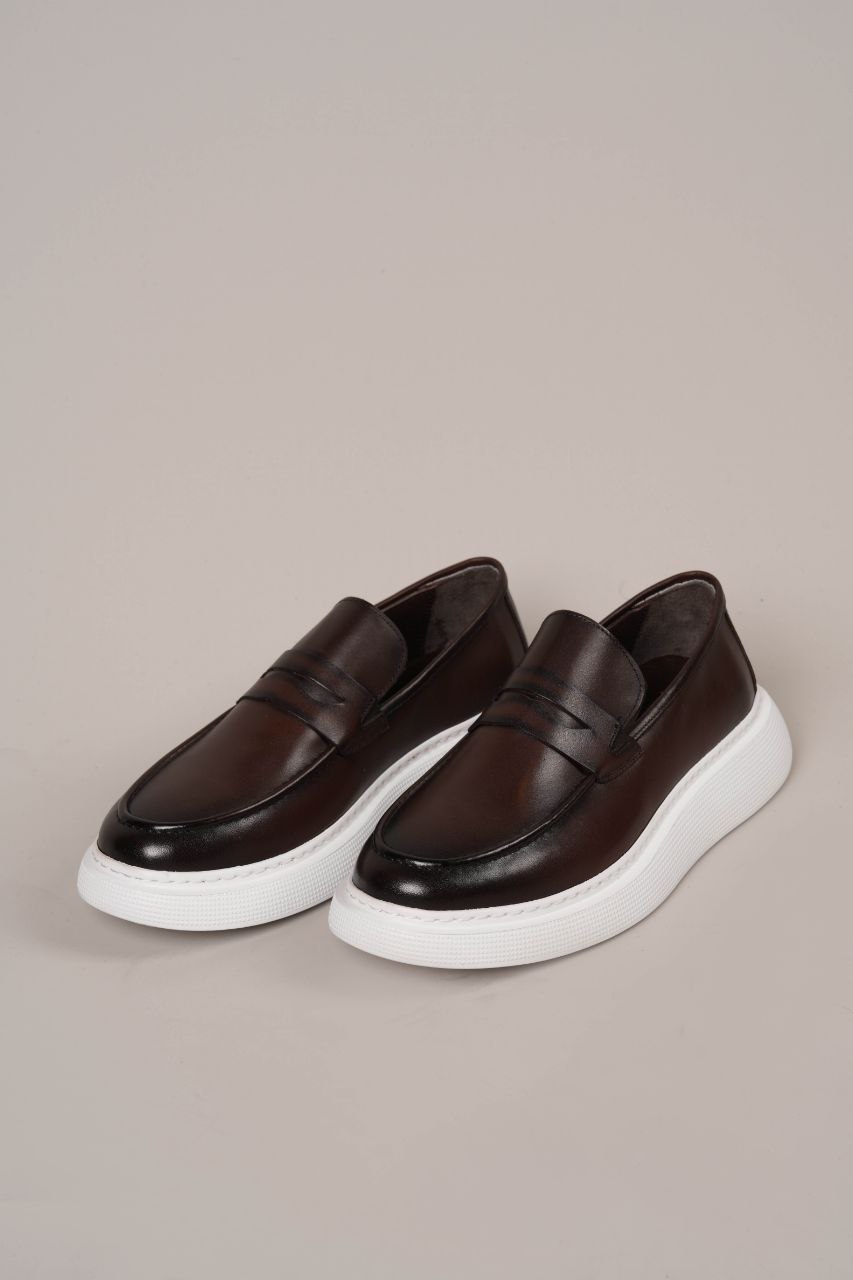 brown luxeslip leather loafer