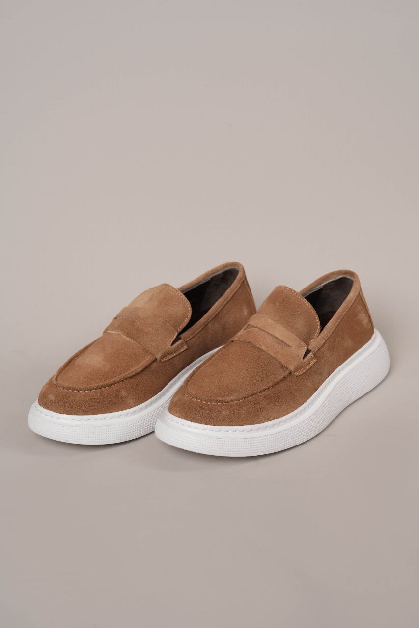 camel luxeslip nubuck loafer