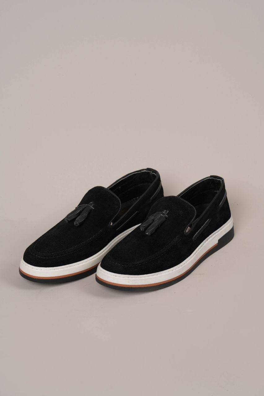 BLACK SUEDE CONLEY TASSEL LOAFER