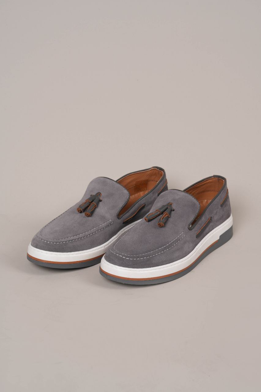 GREY SUEDE CONLEY TASSEL LOAFER