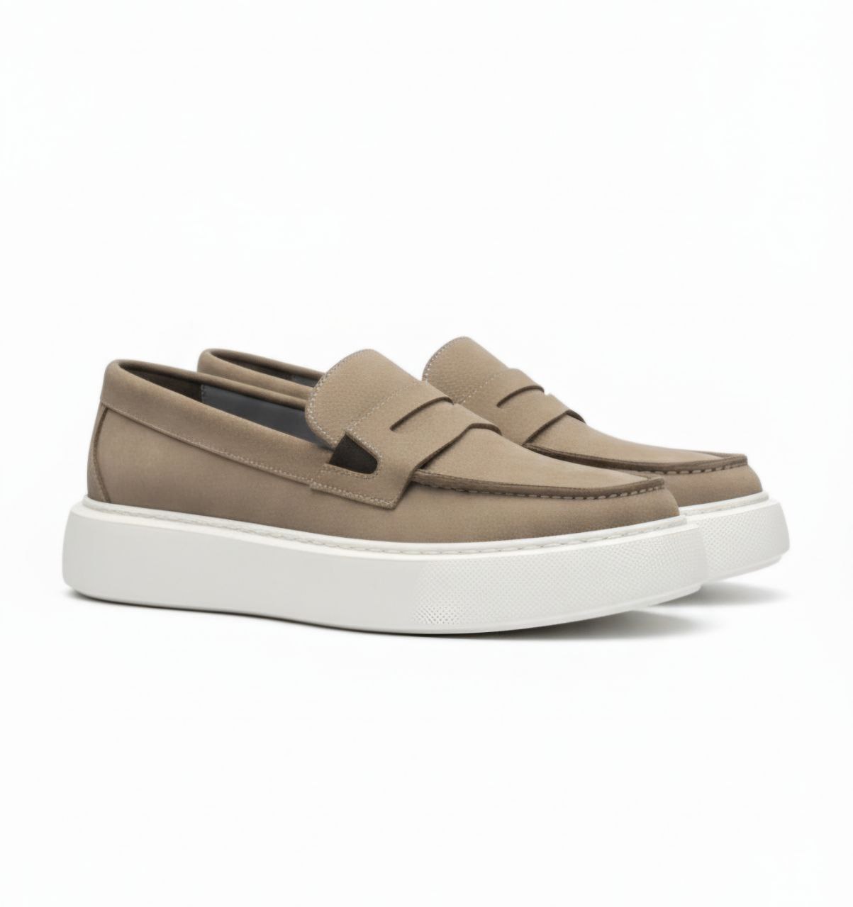 Beige pearl penny loafer in beij | Flamingo Fits