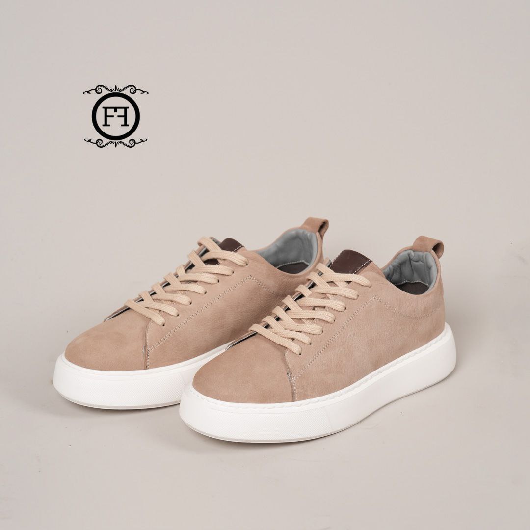 Beige Nubuck High Sole Trainer