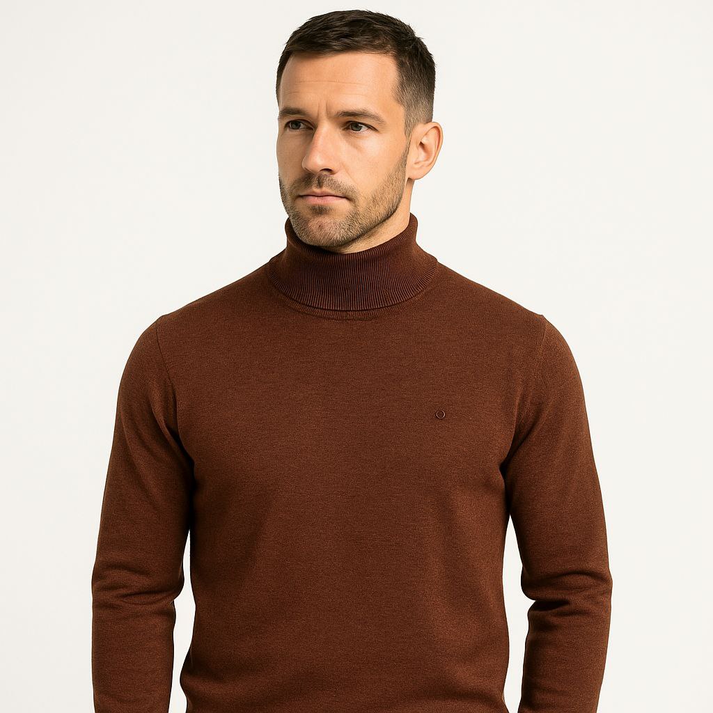 Brick Basic Turtle-Neck Knit Sweater - Turtleneck Tops at Flamingo Fits