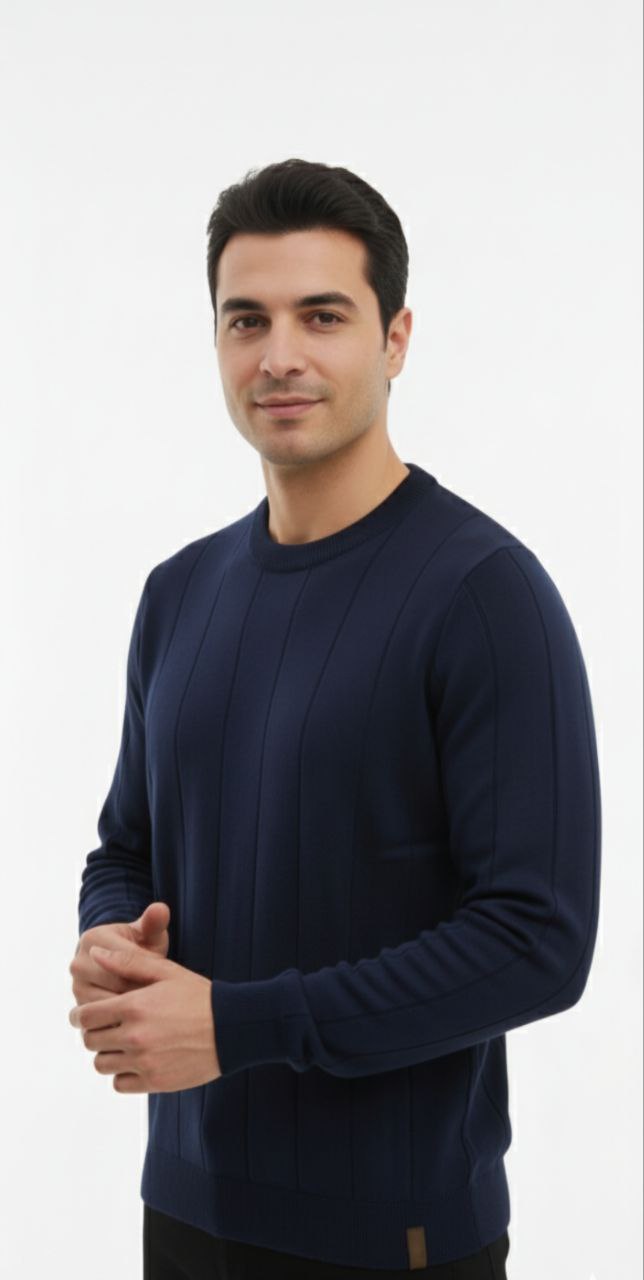 Navy Milan Rib Crew Neck Sweater