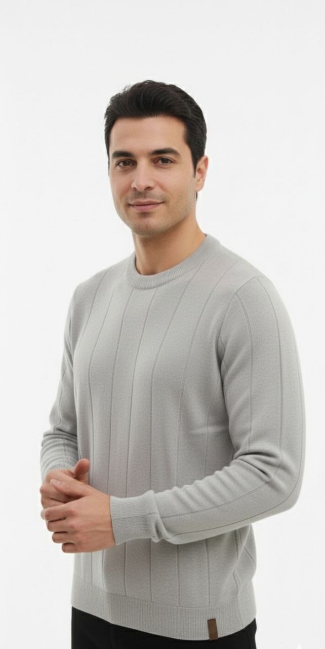 Grey milan rib crew neck sweater in grey | Flamingo Fits