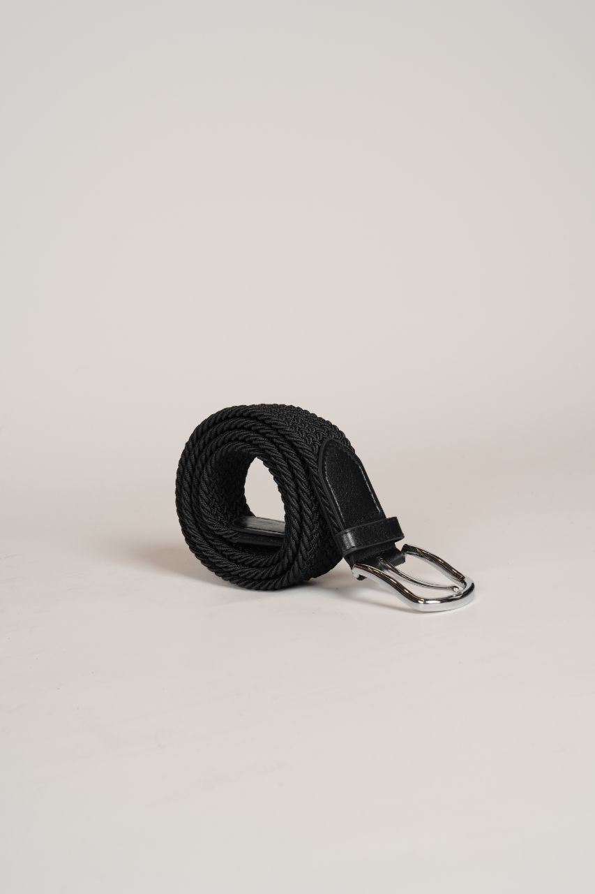 Black Elastic Woven Belt - belt at Flamingo Fits