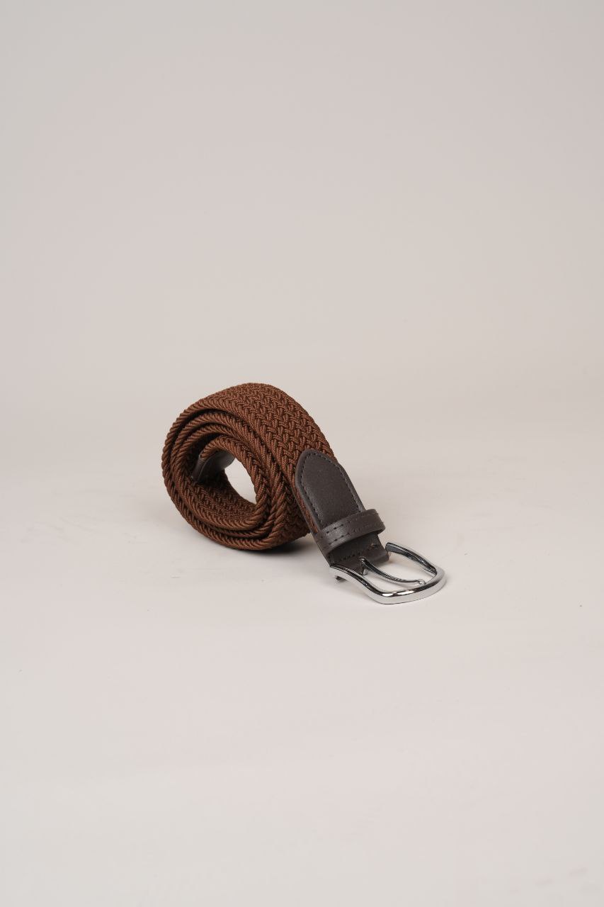 Brown Elastic Woven Belt - belt at Flamingo Fits