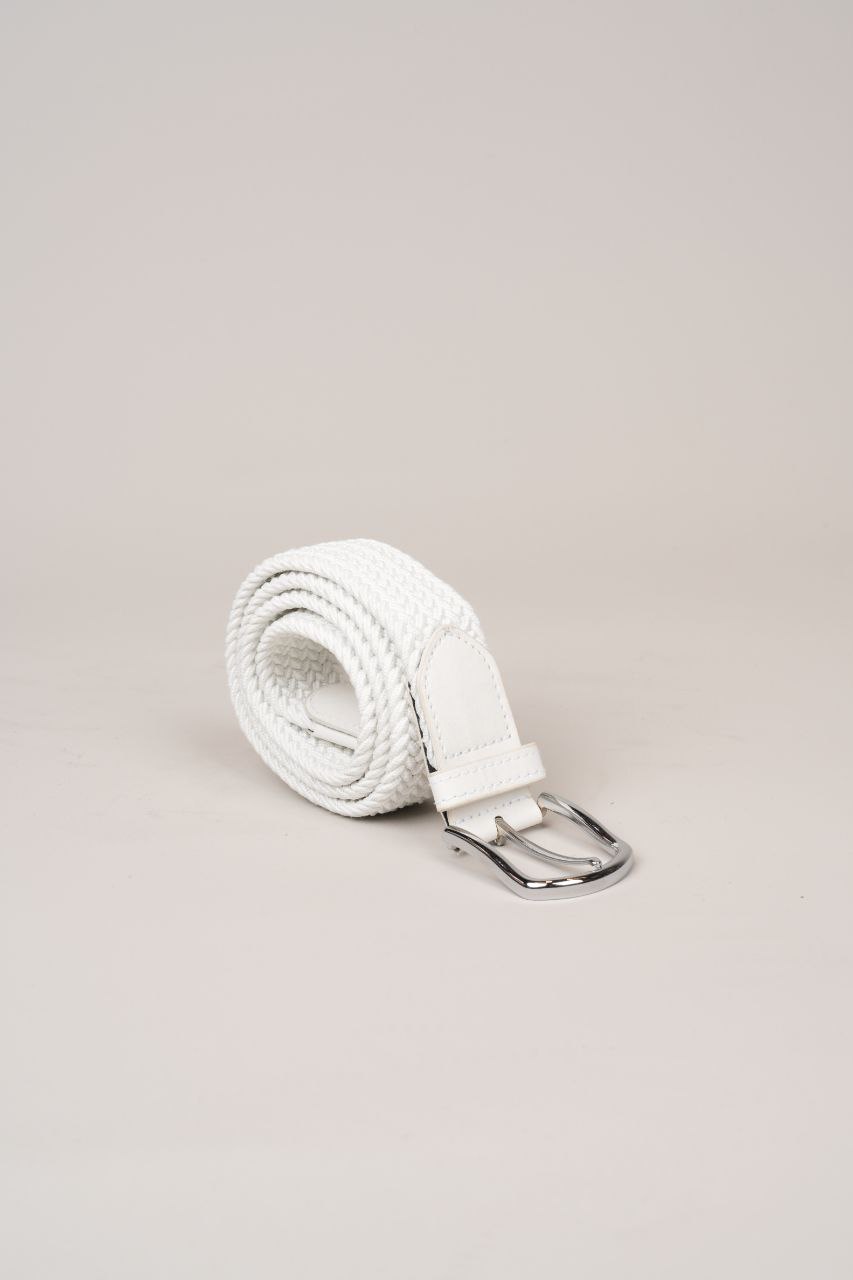 White Elastic Woven Belt - belt at Flamingo Fits