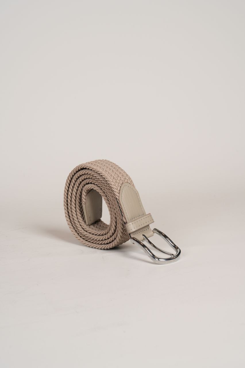 Beige Elastic Woven Belt - belt at Flamingo Fits